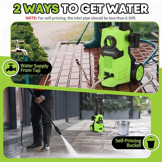 Electric Pressure Washer, w/23ft Hose & 18ft Cord, Angle-Adjustable Nozzle, Foam Cannon, Power Washer for Car, Driveway, Patio, Fence, House Cleaning
