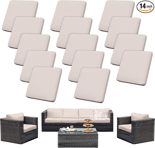 Outdoor Cushion Covers Set,14PCS Patio Furniture Couch Seat Slipcovers, Replacement for Sofa Sectional Chair(Cover，Only)