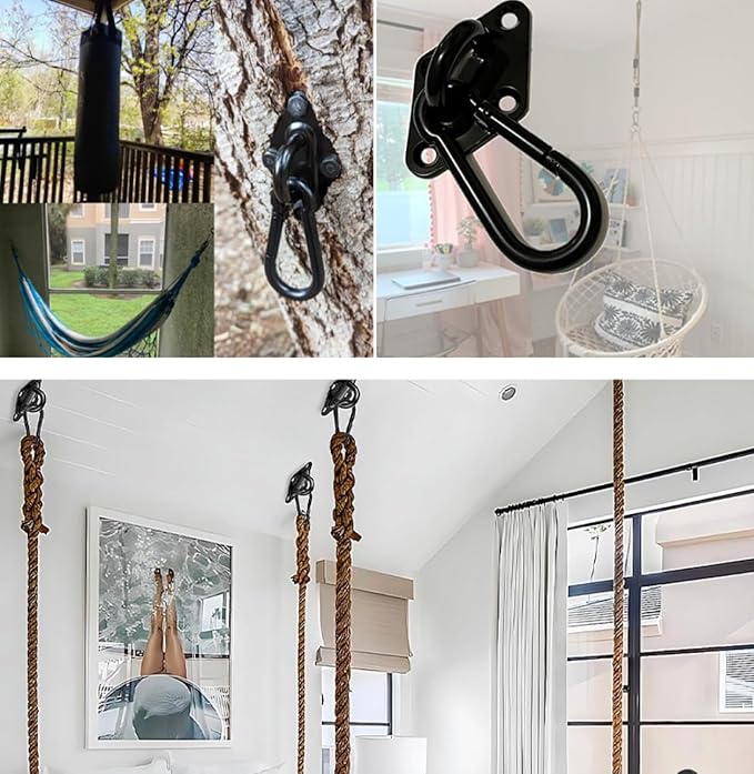 304 Stainless Steel Hammock Hanging kit,1100lb Capacity Heavy Duty Ceiling Hooks Snap Hook, Hammocks Stand for Indoor Outdoor Swing Chair