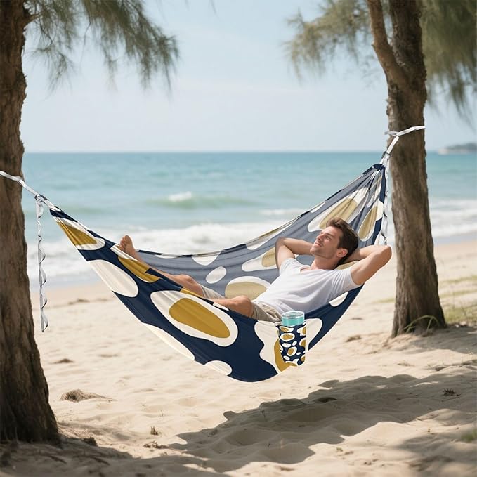 Animal Fur Print Leopard Khaki Blue 330lb Capacity Outdoor Hammocks with Tree Straps Rope Hammock for Camping Travel Accessories hamaca inflable para Piscina