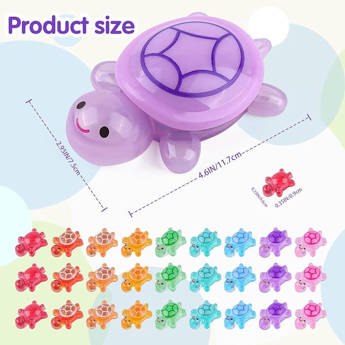 200 Pcs Mini Resin Turtle with 1 Pc Jumbo Resin Purple Turtles, Luminous Miniature Tiny Turtles to Hide Glow in The Dark for Fairy Garden Dollhouse Micro Landscaping