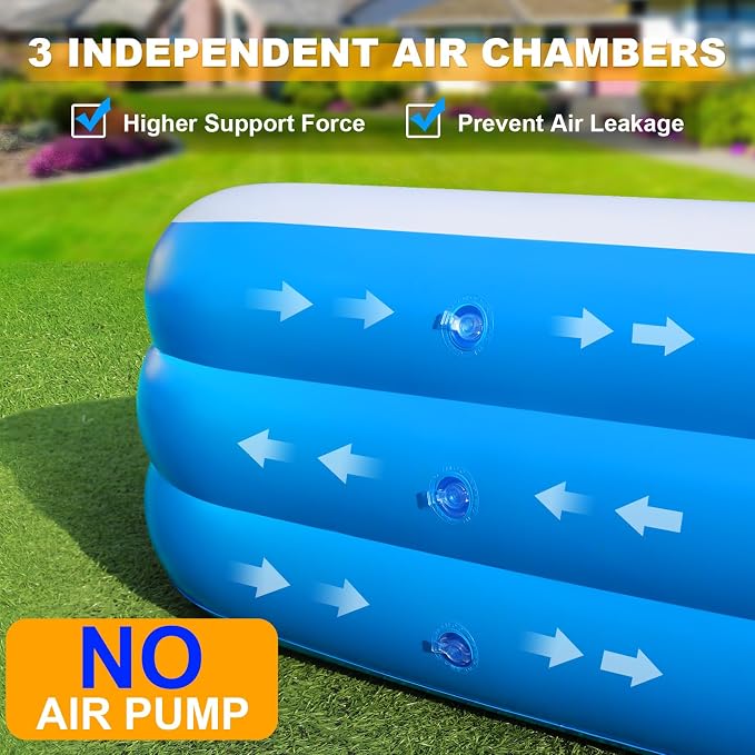 Inflatable Swimming Pool for Adults Kids - 10FT x 6FT Blow Up Pools Kiddie Pool, Oversized Thickened Family Inflatable Pools for Backyard Outdoor Garden Outdoor Summer Water Party