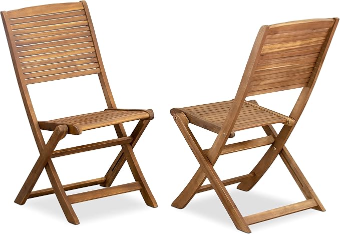 East West Furniture DEFM9CWNA 9 Piece Patio Garden Table Set Includes a Rectangle Outdoor Acacia Wood Dining Table and 8 Folding Side Chairs, 40x72 Inch, Natural Oil