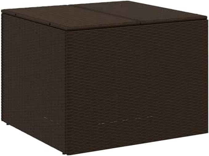 Benjara Outdoor Garden Storage Box- Removable Bag- Brown Poly Rattan Woven