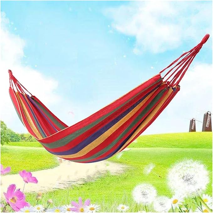 Thicken Canvas Garden Swing Hammock Outdoor Single 2 Person Dormitory Camping Hammocks 200 * 80 200 * 100 200 * 150cm Hanging Chair(A-red)