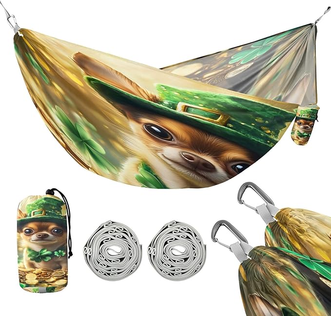 Hammocks for Outside Cute Dog Camping Hammock Portable Hammocks with Tree Straps and Carry Bag Camping Accessories for Hiking Beach Outdoor