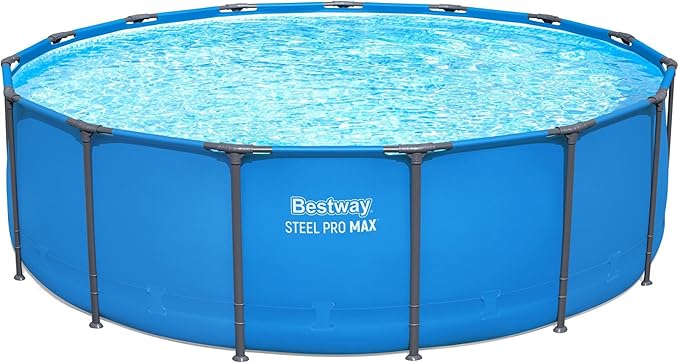 Bestway 2 Pack Steel Pro MAX Above-Ground Swimming Pool, 15' x 48" Round Metal Steel Frame Backyard Family Pool, Blue, Pool ONLY