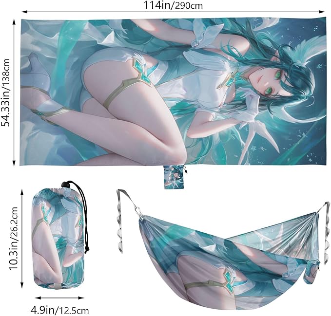 Anime Fairy Outdoor Hammock with Hanging Rope Rope Hammock for Indoor Outdoor Patio