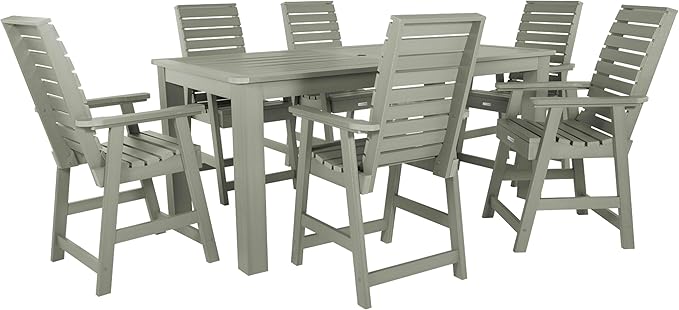 highwood Weatherly 7pc Rectangular Counter Height Dining Set 84" x 42", Eucalyptus