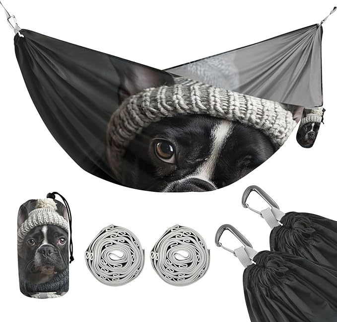 FRMG Dog Camping Hammock 500 lbs Capacity Portable Hammocks with Tree Straps & Attached Carry Bag, Camping Essentials Gear A0900212a