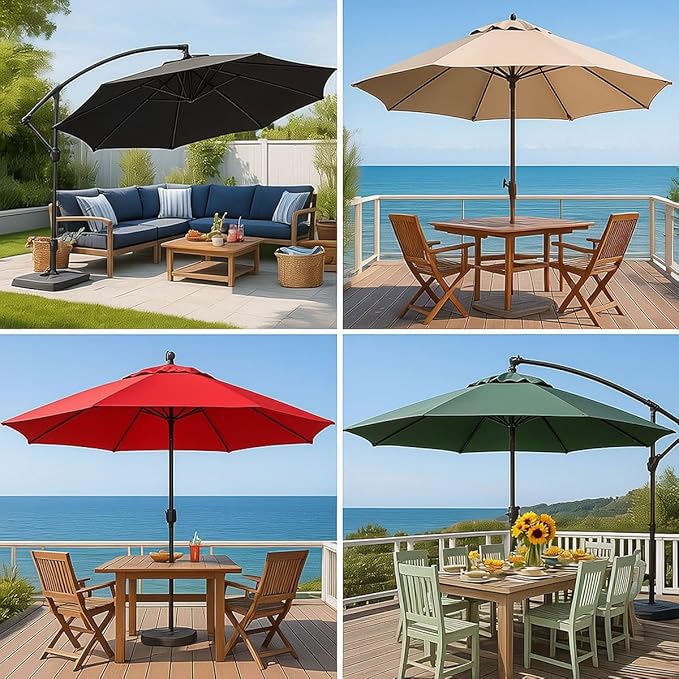 Patio Umbrella Replacement Canopy for 6/8 Ribs, Outdoor Table Market Yard Umbrella Replacement Top Cover, Waterproof Umbrella Canopy Fabric Replacement Canvas(Dark Top Color,7.5FT 6-Ribs)
