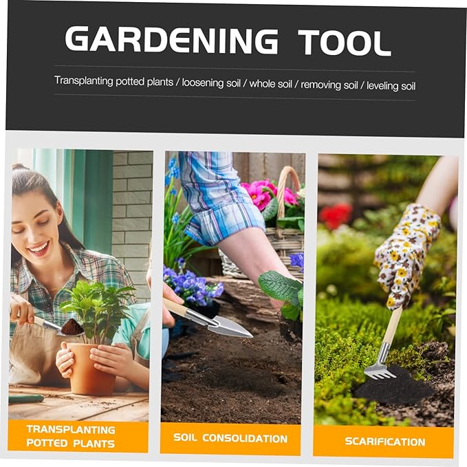 Mini Gardening Tool Set 3-Piece Stainless Steel Hand Shovel Trowel for Planting Weeding Transplanting and Potting Suitable for Indoor and Outdoor Garden Plants