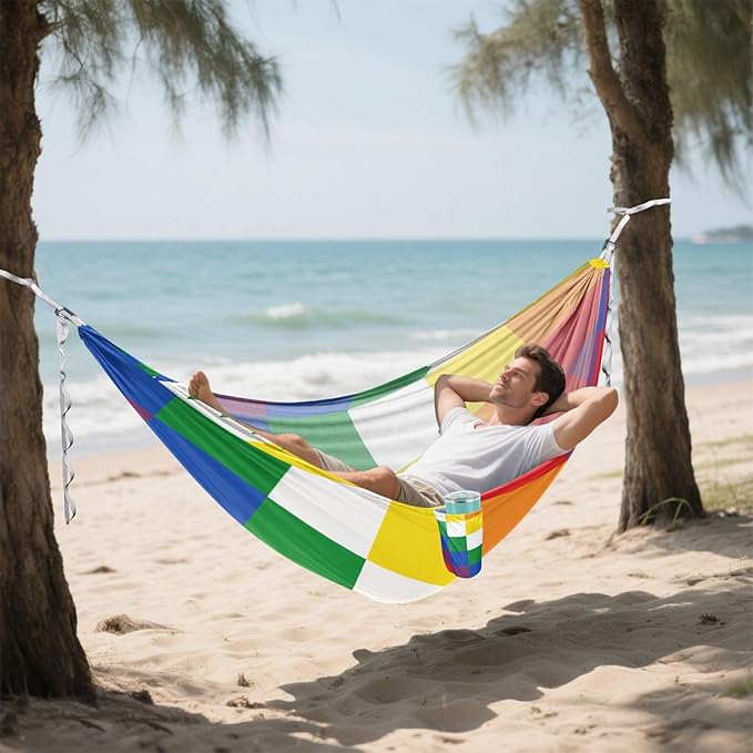 Checker Colorful 330lb Capacity Camping Hammocks Indoor Hammock for Patio Backyard Lounge Base hamaca inflable para Piscina