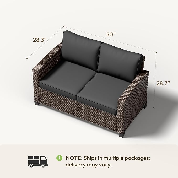 Patio Furniture Set - All-Weather - 1 Piece Wicker Outdoor Patio Conversation Set, Modular Rattan Sectional Sofa for Backyard, Garden, Patio, Poolside