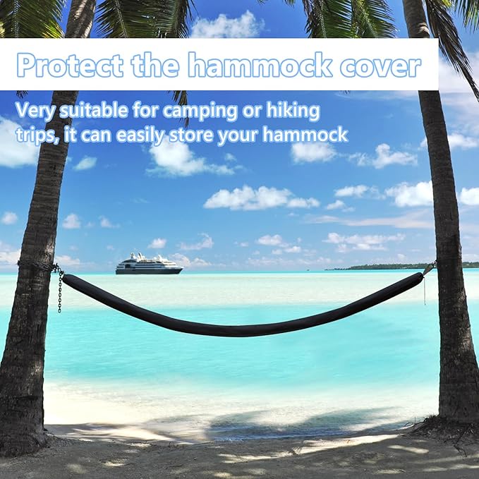 Hammock Cover,Waterproof Hammock Sleeve Protector,16 ft Hammock Storage Fits Most Outdoor Hammock for Hiking Camping,Keep Your Hammock Pristine for Years,Black (Cover Only)