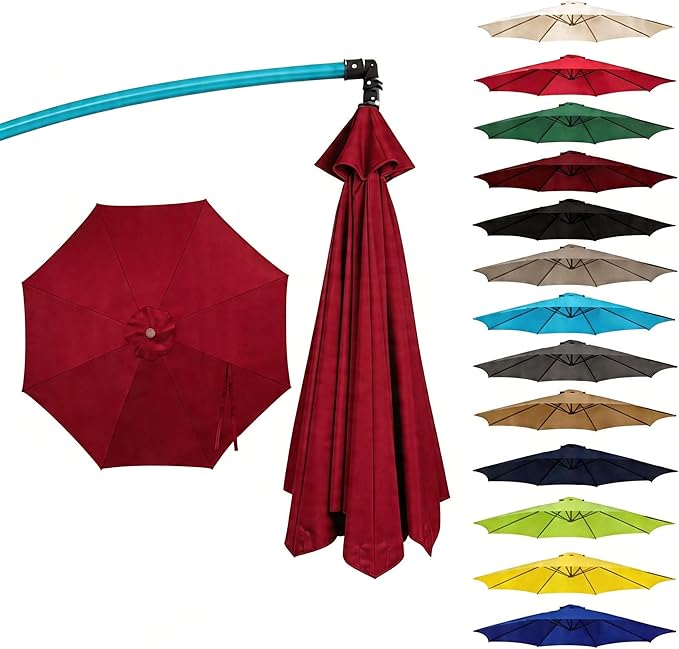 11FT Cantilever Patio Umbrella Replacement Canopy Outdoor Large Round 8 Ribs Length 64" to 66" (Canopy Only) Waterproof & UV