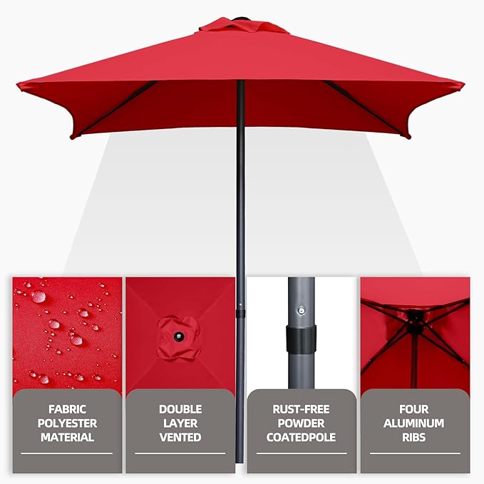 4.9ft Mini Square Patio Umbrella - UV 50+ Waterproof & Easy Setup | Outdoor Table Umbrella for Deck, Balcony, Garden, Lawn, Backyard, Market