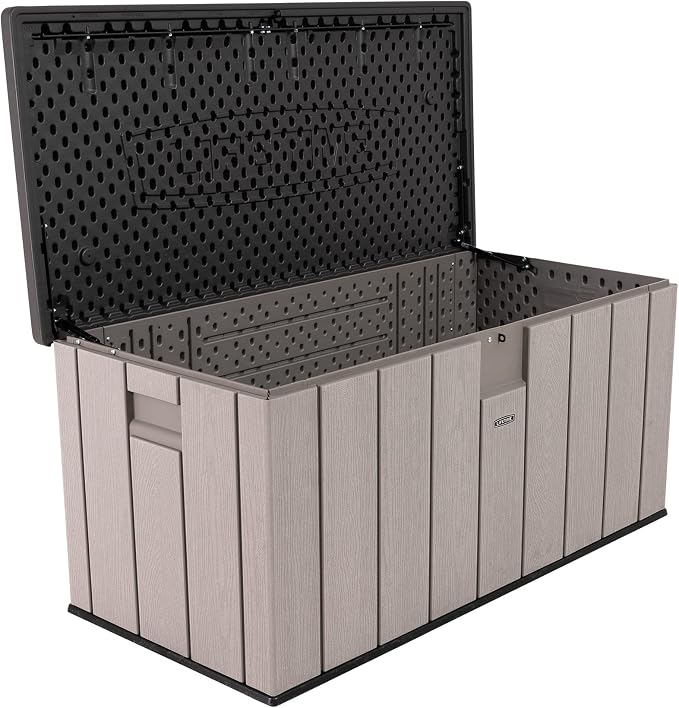 LIFETIME 150 Gallon Outdoor Storage Box, Gray Lid, 150.2 x 71.8 x 70 cm, Grey, 60362