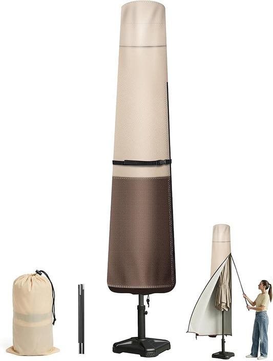 Vailge Patio Umbrella Cover for Market Umbrella 8-11 Feet, 600D Oxford Outdoor Umbrella Cover Waterproof Windproof, Patio & Outdoor Umbrella Cover with Support Pole, Storage Bag