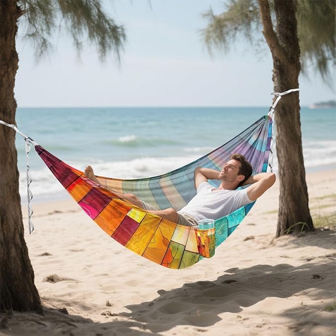 FRMG Cathedral Glass Camping Hammock 500 lbs Capacity Portable Hammocks with Tree Straps & Attached Carry Bag, Camping Essentials Gear A0900172a