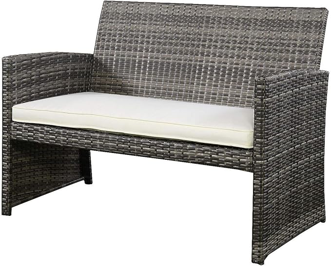 Tangkula 4 PCS Patio Conversation Set Outdoor Poolside Balcony Wicker PE Rattan Sectional Sofa Set Wicker Furniture Set