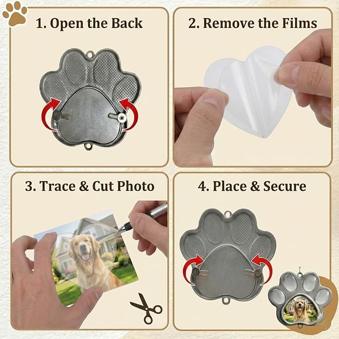 Dog Memorial Gifts for Loss of Dog, Personalized Pet Memorial Suncatcher with Paw Photo Frame, Pet Loss Sympathy Gift, Dog and Cat Remembrance Bereavement Passing Away Keepsake with Memorial Bracelet