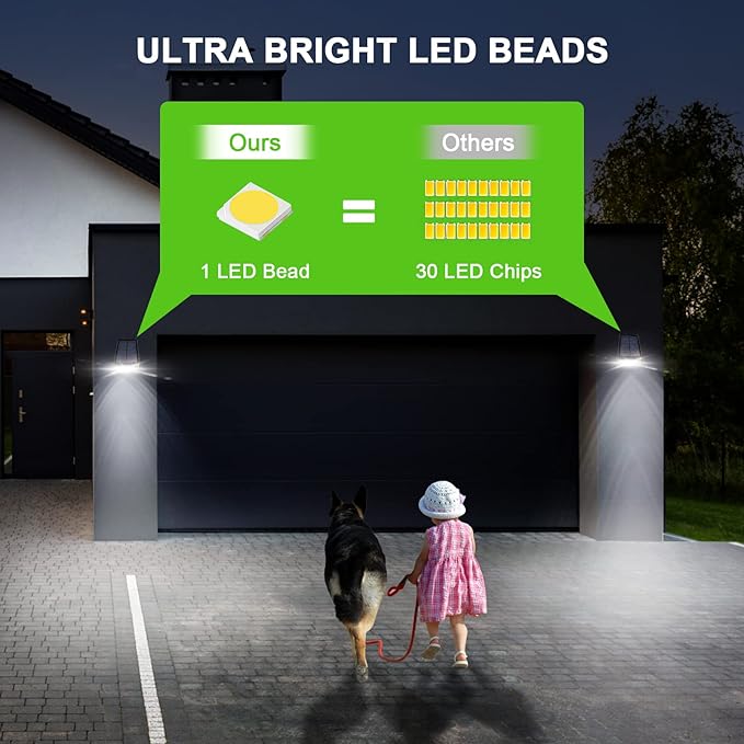 Solar Lights Outdoor with Lights Reflector&2 Lighting Modes, Solar Security Spot Lights 90° Adjustable, IP65 Waterproof Solar Powered Wall Lights for Garden/Patio/Yard/Deck/Pool Area, 8-Pack