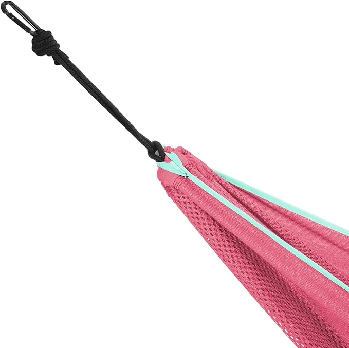 Vivere Double Polyester Mesh Hammock - 400 lb Capacity (Rose/Celeste)