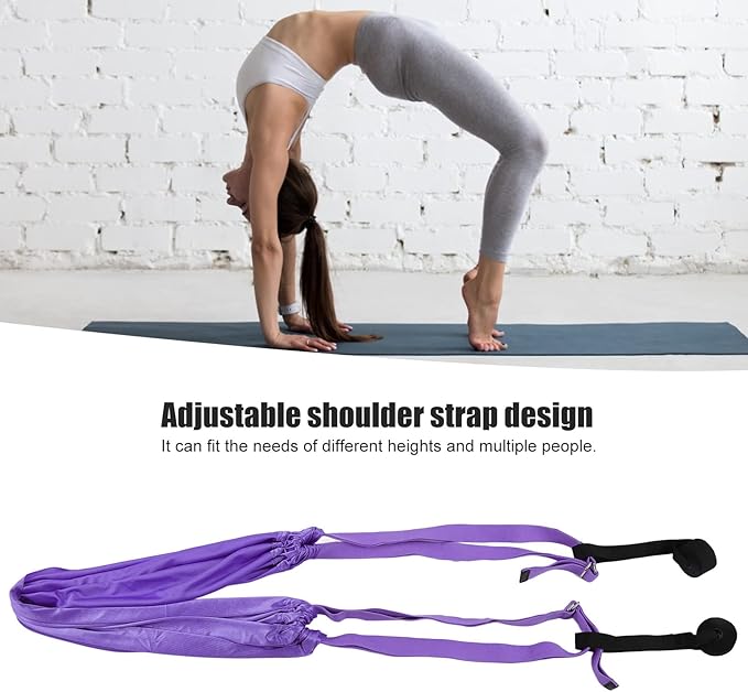 Yoga Hammock Handstand Split Leg Stretchable Aerial Yoga Swing, Adjustable Portable Elastic Hammock with Door Anchors and Straps for Home Gym Yoga Training (Purple)
