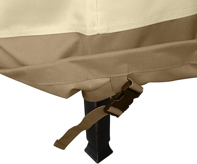 Outdoor High Back Chair Cover, Heavy Duty Waterproof Patio Swivel Chair Covers - Fade Resistant Patio Standard Dining Chair Cover 2 Pack - 26W x 28D x 37.5H inch Beige & Brown