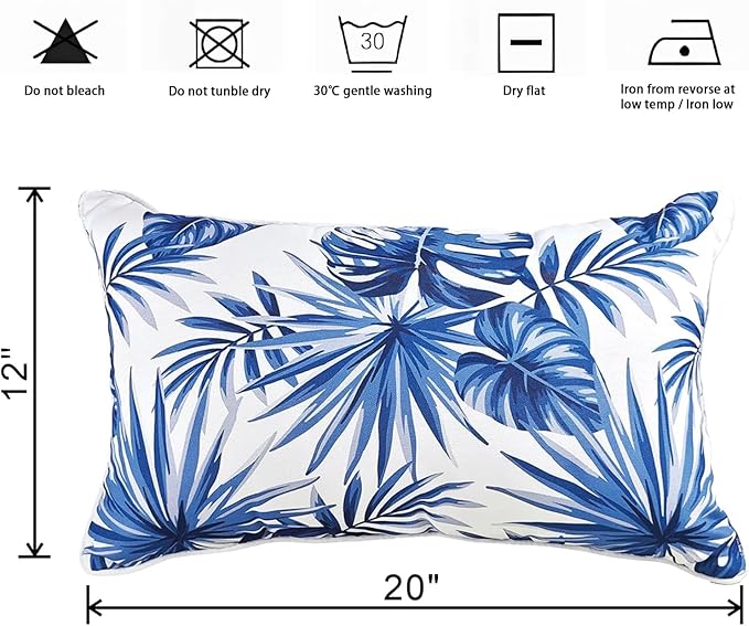 Outdoor Lumbar Pillows - Decorative Pillows with Insert Included Set of 2 Outdoor Pillows for Patio Furniture 12x20 Inch