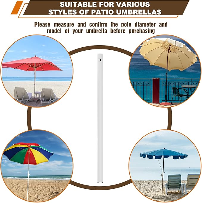 1 Pack 1.5'' Dia Umbrella Replacement Lower Pole, Heavy Steel Patio Umbrella Bottom Pole Replacement, 1.7 mm Thickness, No Bullet Buckle Outdoor