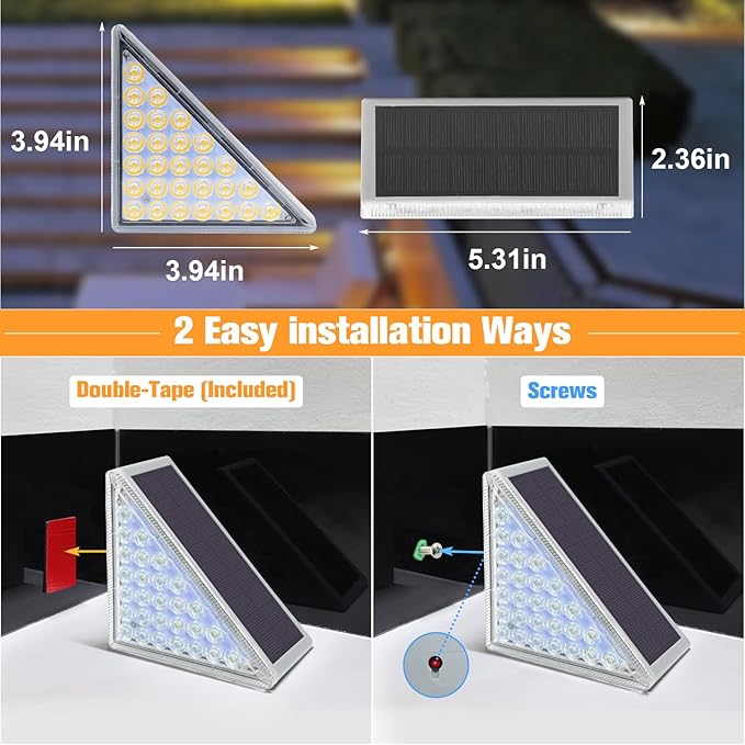 VOLISUN Solar Step Lights for Outside 16 Pack, Solar Stair Lights Outdoor Waterproof IP67,28 LED,240 LM,1200 mAH Outdoor Step Light,Outdoor Decor for Garden Stair, Deck, Front Step, Porch,and Patio