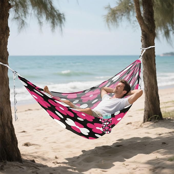 Hammocks for Outside Flower Camping Hammock Portable Hammocks with Tree Straps and Carry Bag Camping Accessories for Hiking Beach Outdoor