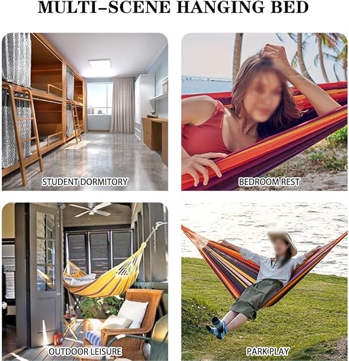 Outdoor Hammock, Thickened Anti-Rollover Hammock Chair for Camping, Compact and Portable Swing with Storage Bag, Load Bearing 150kg/330.7lbs(Grey-Blue)