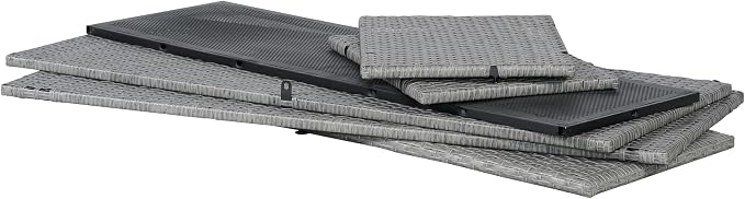 happimess TRK1001A Nino 47.24" Modern Minimalist Outdoor Faux Wicker Deck and Patio Storage Box, Gray, Soft-Close, for Package Delivery, Patio Furniture, Cushions, Gardening Tools, Pool Supplies