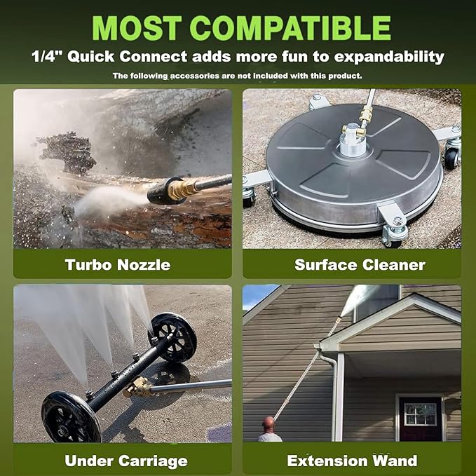 Electric Pressure Washer 5000PSI 2.8GPM Portable Power Washer with 33FT Hose Reel, 4 Nozzle Set for Home/Cars/Fences/Windows, Green