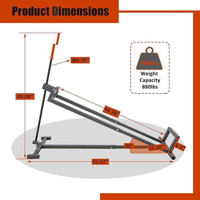 Ride on Lawn Mower Jack Lift, Telescopic Maintenance Jack for Lawn Mowers and Garden Tractors, Weight Capacity 880 Lbs, Lawn Mower Lift with Crank Handle & Power Tool Handle, Easy to Use (Grey)