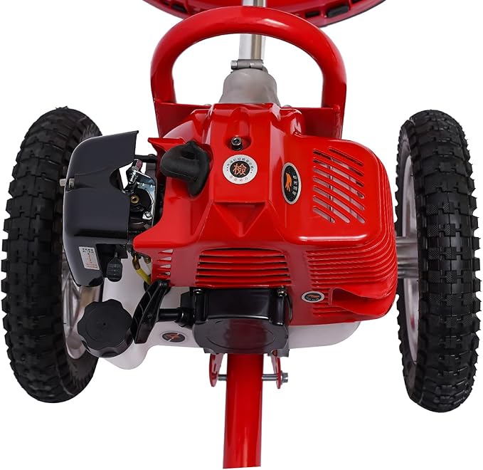 Walk Behind String Trimmer, 49CC 2 Stroke Gas Walk Behind Brush Cutter Mowing & Loosening 2-in-1 Lawn Mower 6500-7000 RPM 11.02" Cutting Width for Yards Gardens Farms