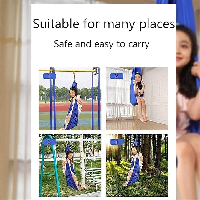 Adults Therapy Sensory Swing Hammock for Autism, with Hardware Adjustable Snuggle Cuddle Hammock Chair Has Calming Effect On Children with Special Needs (Color : Gold, Size : 150×280CM/59×110in)