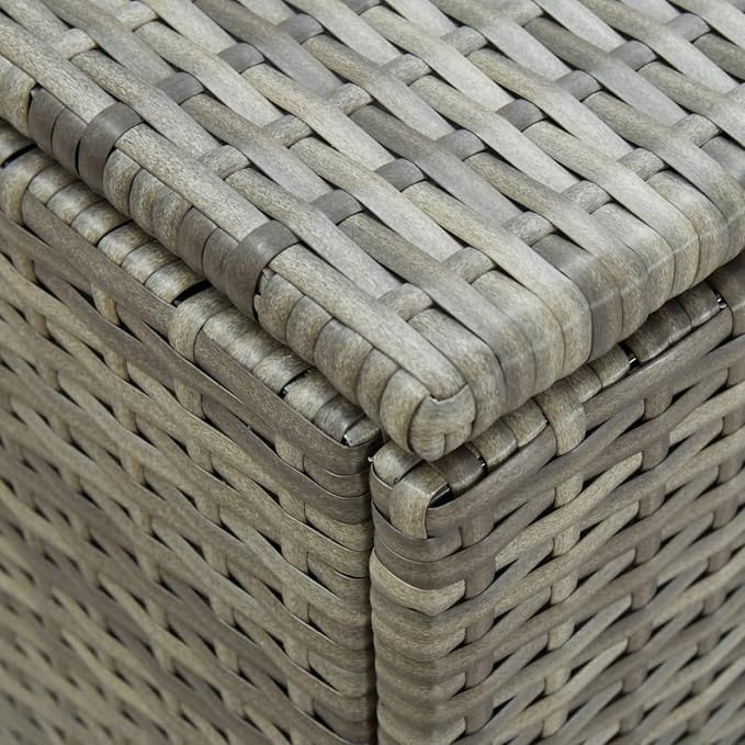 Gecheer Outdoor Storage Box, Large Grey PE Rattan Powder-Coated Steel Deck Box for Patio, Balcony, and Garden