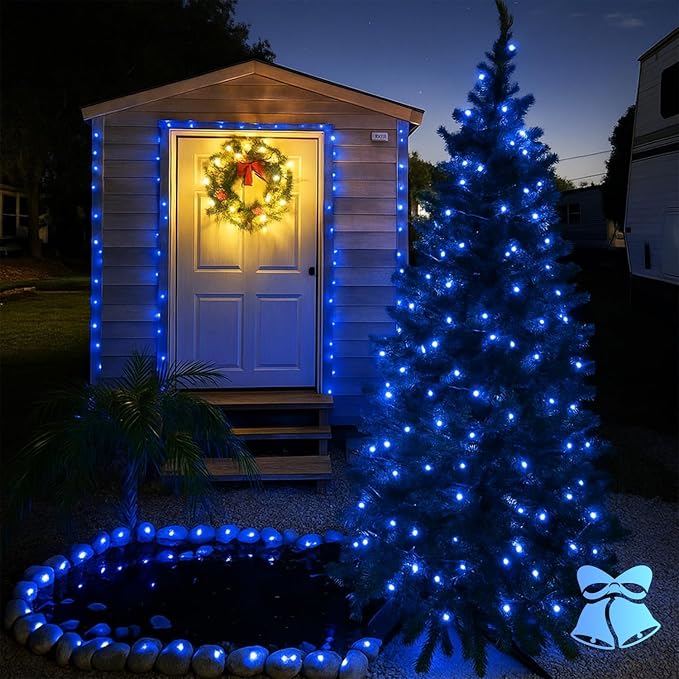 Solar Fairy Lights, 4 Pack Total 400LED 144FT Waterproof String Lights | Blue, Copper Wire, 8 Lighting Modes Solar Twinkle Lights for Tree Garden Patio Party Outdoor Christmas Decorations