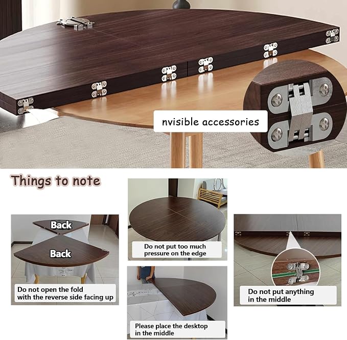 Large Round Foldable Table Top, 59 ” Diameter Portable Dining Table Extender Top, No Legs Wooden Round Table Tops Only, for Round Table and Square Table (Textured White, 47.2in)