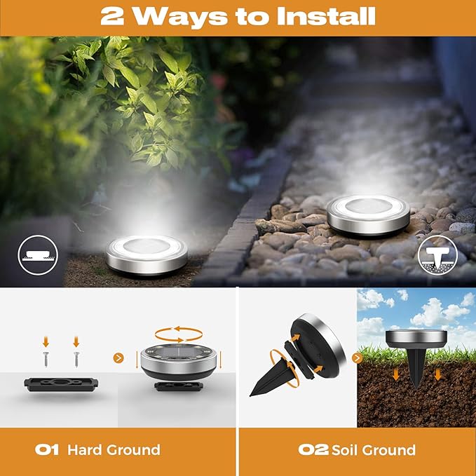 vighep Solar Ground Lights,18 Pack Flat Solar Lights Outdoor Waterproof, Bright LED Solar Disc Lights, 6000K Cool White Landscape Lighting for Outside Yard Garden Pathway Driveway Lawn