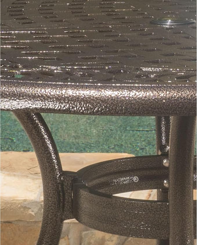 roomfitters 48in Outdoor Round Dining Table Cast Aluminum Patio Garden Table with Decorative Lattice Top, Bronze
