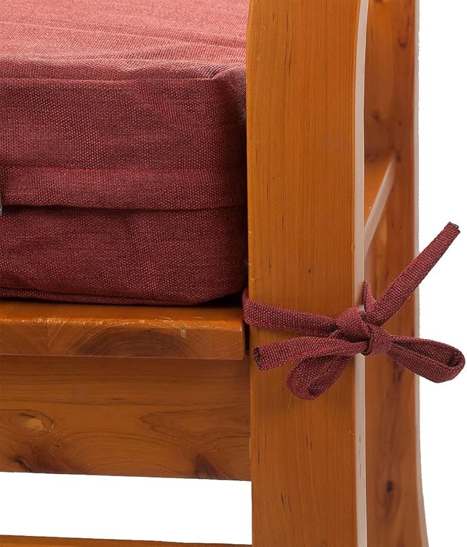 FUNHOME Outdoor Bench Cushion Cover 42 x18 x 3 inch,Water Resistant Cover with Zipper&Ties,Fade-Resistant Slipcover,Patio Porch Swing Cushion Cover Replacement Only,No Insert(Dark Red)