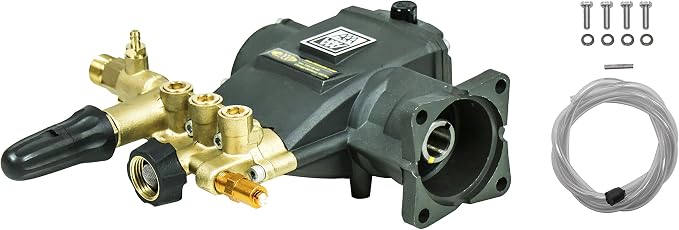 AAA 90037 Horizontal Triplex Plunger Replacement Pressure Washer Pump Kit, 3700 PSI, 2.5 GPM, 3/4" Shaft, Includes Hardware and Siphon Tube, for Industrial Gas Powered Machines, Black and Valley Industries Pressure Washer Premium Pump Oil - 1 Liter, Bl...