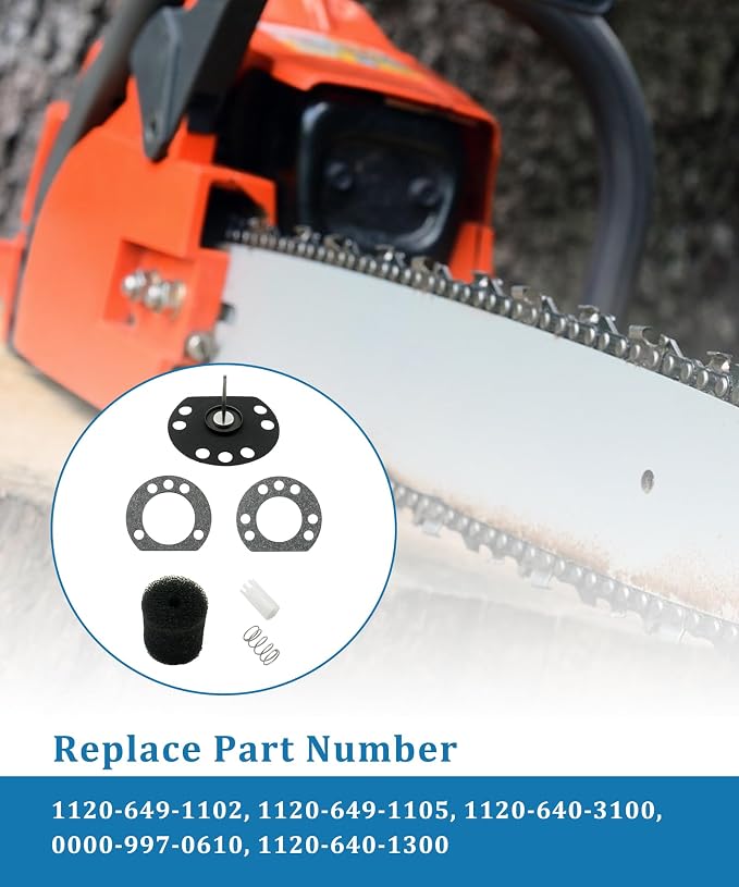 Diaphragm Plunger And Gasket Kit Fits For Stihl 009 010 011 012 Chain Saw,Replace 1120-649-1102, 1120-649-1105, 1120-640-3100, 0000-997-0610, 1120-640-1300