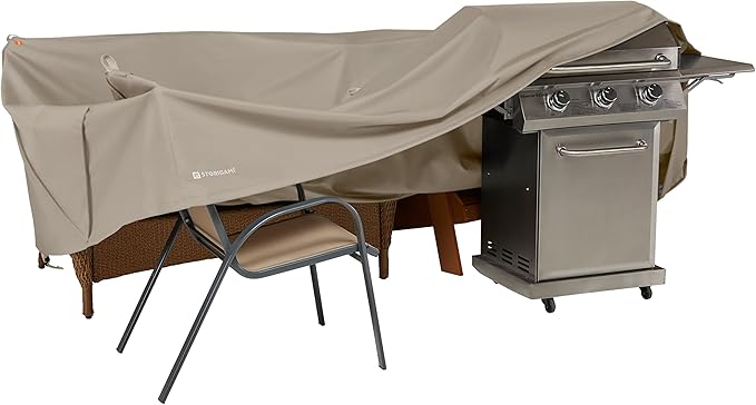 Classic Accessories Storigami Water-Resistant 100 Inch Easy Fold Patio Furniture Cover, Goat Tan, Patio Furniture Covers