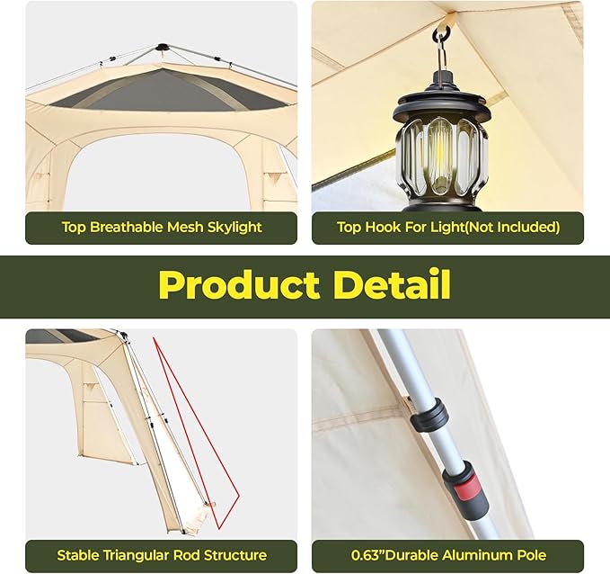 Alvantor 12' x 12' Pop Up Gazebo, All Weather 4-Season Instant Canopy Tent, UPF 50+ Waterproof Portable Pergola, Compatible with PVC/Mesh/Polyester Curtains for Patio Backyard Deck Garden Poolside